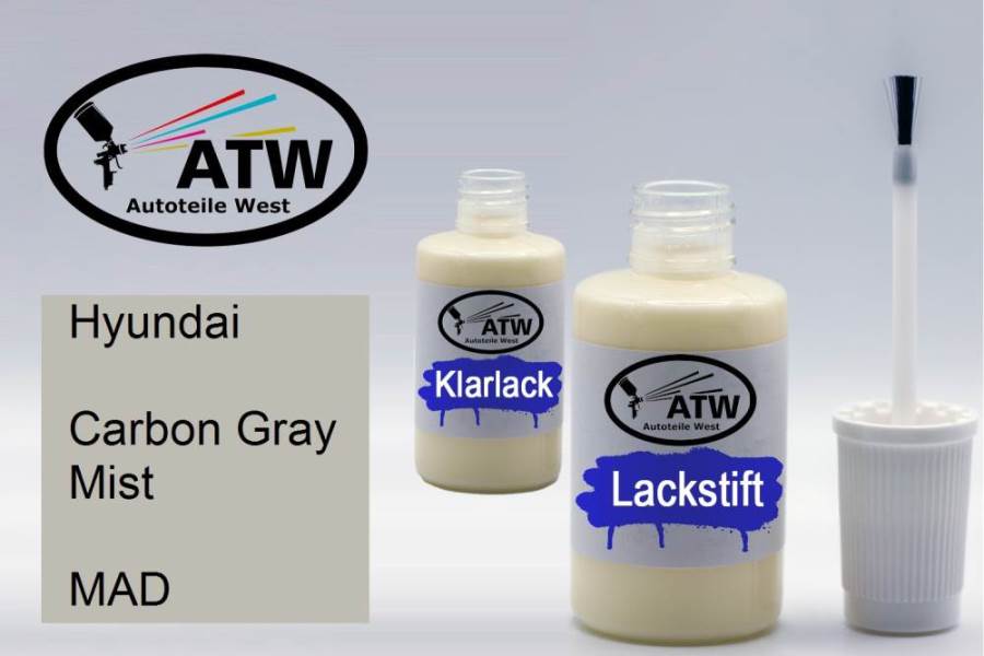 Hyundai, Carbon Gray Mist, MAD: 20ml Lackstift + 20ml Klarlack - Set, von ATW Autoteile West.